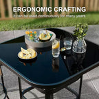 COZONY Patio Swivel Bar Set, Outdoor High Top Bar Table Swivel Chairs Glass Table All Weather Fabric for Patio