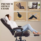 Chaise de bureau ergonomique, chaise de gaming en PU, hauteur réglable, inclinaison de 90 à 135 degrés, dossier, roulettes pivotantes à 360 degrés, capacité de 158 kg pour le bureau