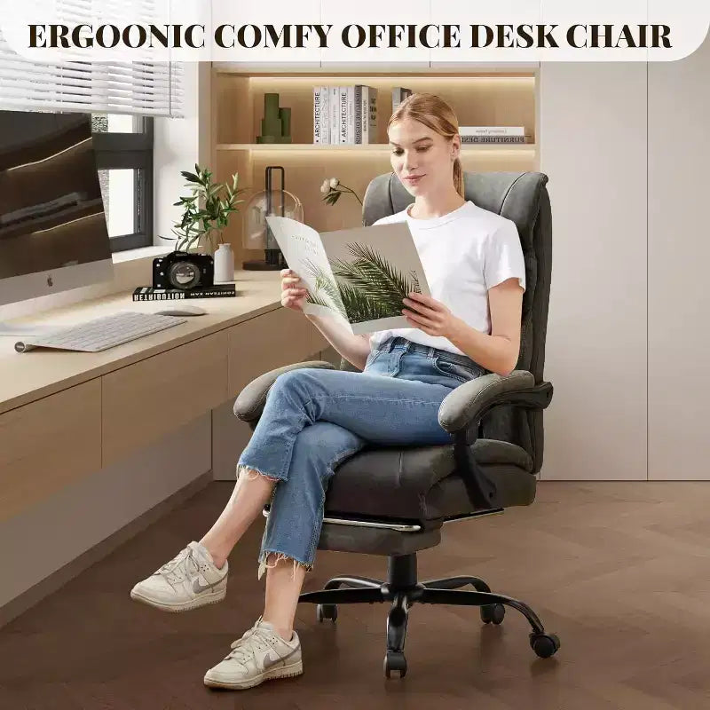 Chaise de bureau ergonomique, chaise de gaming en PU, hauteur réglable, inclinaison de 90 à 135 degrés, dossier, roulettes pivotantes à 360 degrés, capacité de 158 kg pour le bureau