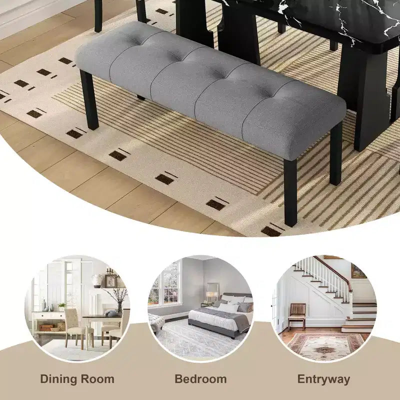 MAYEERTY 6-Piece Modern Dining Set, 63 Faux Marble Table, 4 Chairs & Bench