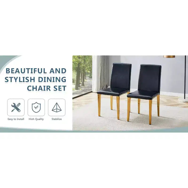 MAYEERTY 6-Piece Modern Dining Set, 63 Faux Marble Table, 4 Chairs & Bench