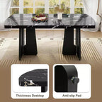 MAYEERTY 6-Piece Modern Dining Set, 63 Faux Marble Table, 4 Chairs & Bench