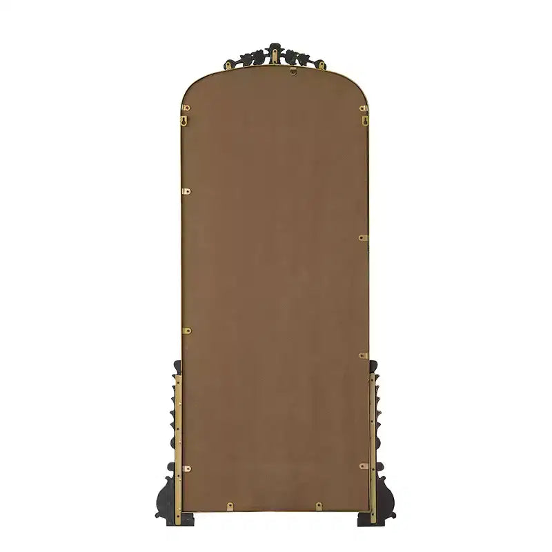 Miroir mural pleine longueur en métal arqué or antique de 24 x 48,5 pouces
