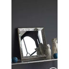 24 x 24 Inch Antique Silver Square Wall Mirror with Floral Accents