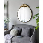 36 x 41 Inch Large Round Wall Mirror with Gold Metal Frame