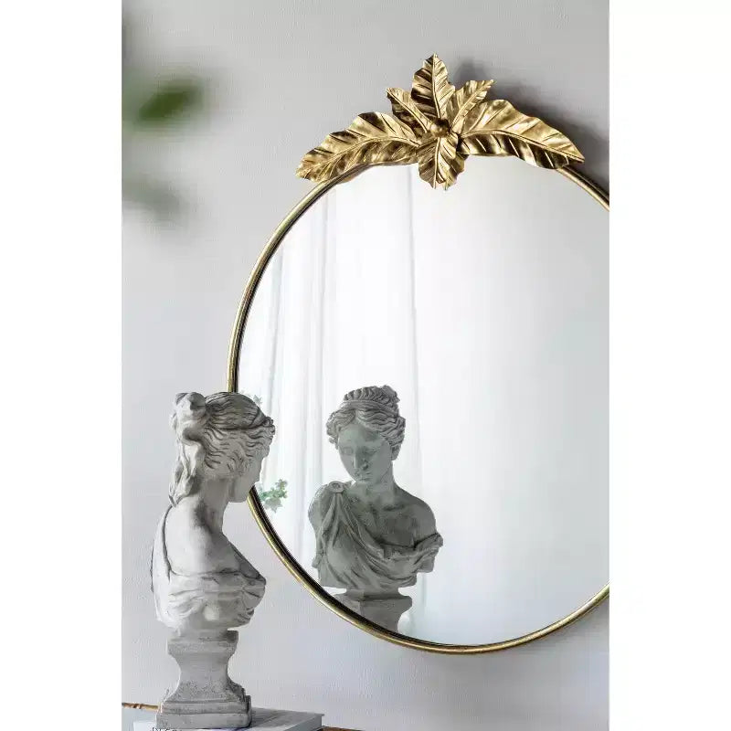 36 x 41 Inch Large Round Wall Mirror with Gold Metal Frame