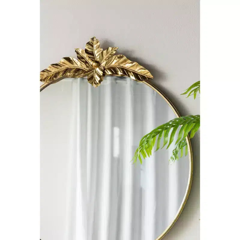 36 x 41 Inch Large Round Wall Mirror with Gold Metal Frame