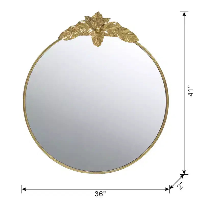 36 x 41 Inch Large Round Wall Mirror with Gold Metal Frame
