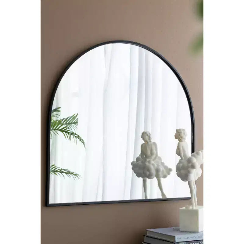 33 x 31 Inch Arched Decorative Wall Mirror with Iron Metal Frame