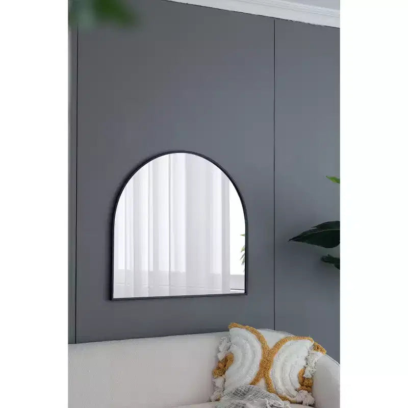 33 x 31 Inch Arched Decorative Wall Mirror with Iron Metal Frame