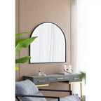 33 x 31 Inch Arched Decorative Wall Mirror with Iron Metal Frame