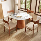 Table à manger ronde sur pied en bois d'hévéa style campagne française GDFStudio Joana
