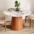 GDFStudio Joana French Country Rubberwood Pedestal Round Dining Table