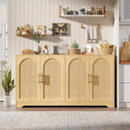 59 Rattan Sideboard Buffet Cabinet - Large Storage Cabinet with 4 Doors, Console Table Accent Coffee Bar Cabinet for Living Room, Kitchen,Dining Room