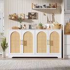 59 Rattan Sideboard Buffet Cabinet - Large Storage Cabinet with 4 Doors, Console Table Accent Coffee Bar Cabinet for Living Room, Kitchen,Dining Room