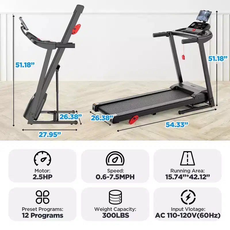 Treadmill on Sale,Treadmills Clearance, Folding Treadmill for Home 7.5MPH with 71 Programs 3 Incline, Exercise Equipment, Music Speakers