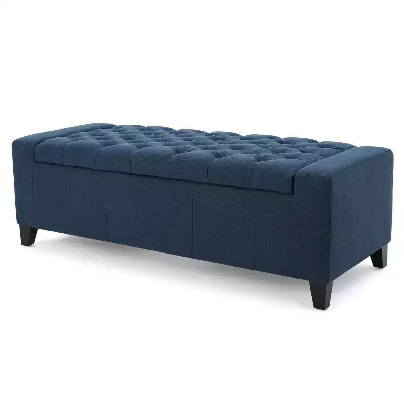 TUYOHW Modern Storage Ottoman with Tufted Top Decoration, End of Bed Bench Entryway Bench with Ample Capacity for Bedroom, Living Room, Navy Blue