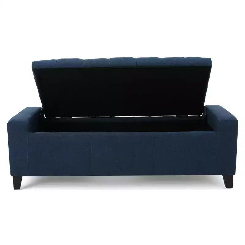 TUYOHW Modern Storage Ottoman with Tufted Top Decoration, End of Bed Bench Entryway Bench with Ample Capacity for Bedroom, Living Room, Navy Blue