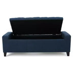 TUYOHW Modern Storage Ottoman with Tufted Top Decoration, End of Bed Bench Entryway Bench with Ample Capacity for Bedroom, Living Room, Navy Blue