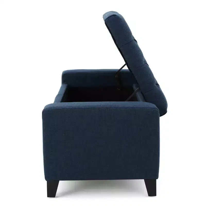 TUYOHW Modern Storage Ottoman with Tufted Top Decoration, End of Bed Bench Entryway Bench with Ample Capacity for Bedroom, Living Room, Navy Blue