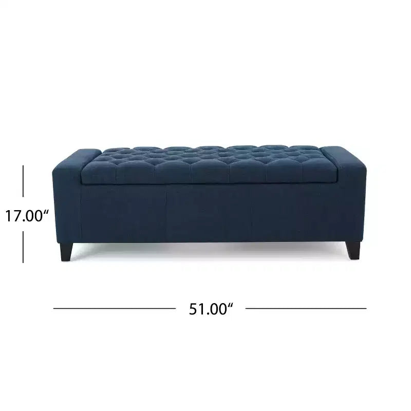 TUYOHW Modern Storage Ottoman with Tufted Top Decoration, End of Bed Bench Entryway Bench with Ample Capacity for Bedroom, Living Room, Navy Blue