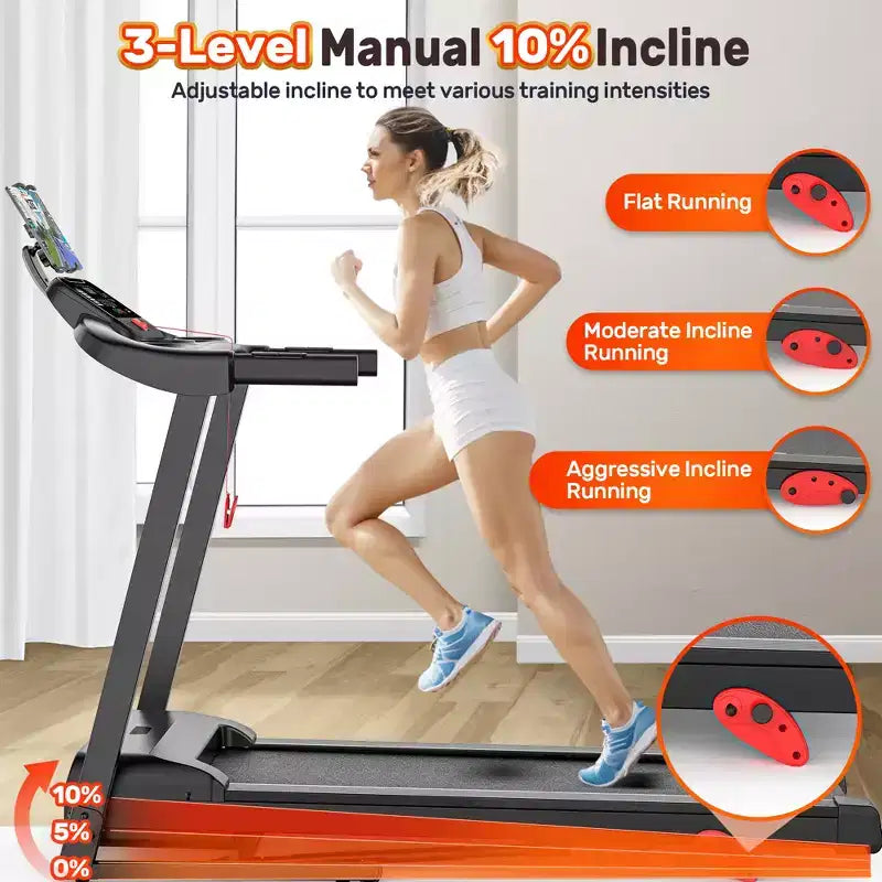 Tapis roulant 3,5 CV pour la maison, tapis de course pliable capacité 136 kg avec plus de 64+7 entraînements, application avec cours gratuits, deux haut-parleurs HiFi, tapis de course pour la marche et la course