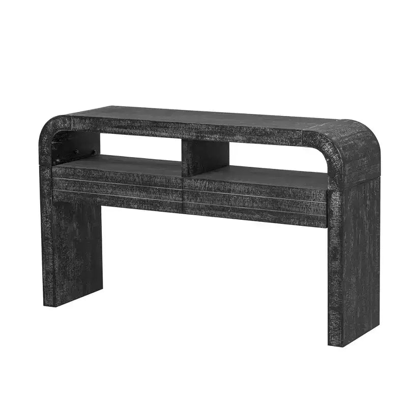 Clihome Console Table Entryway Table, Retro Curved Sofa Table with 2 Large Drawers, Narrow Console Table for Living Room Hallway Entrance