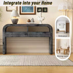 Clihome Console Table Entryway Table, Retro Curved Sofa Table with 2 Large Drawers, Narrow Console Table for Living Room Hallway Entrance