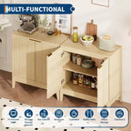 31.5 Fluted Sideboard Buffet Cabinet, Modern Small Coffee Bar Cabinet with Adjustable Shelves, Entryway Console Table, Floor Cupboard Cabinet