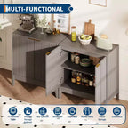 31.5 Fluted Sideboard Buffet Cabinet, Modern Small Coffee Bar Cabinet with Adjustable Shelves, Entryway Console Table, Floor Cupboard Cabinet