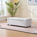 Okak Modern Button Tufting Ottoman Pull-out Storage Bench,Upholstered Indoor Footrest Shoe Bench for Bedroom,Hallway
