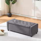 Okak Modern Button Tufting Ottoman Pull-out Storage Bench,Upholstered Indoor Footrest Shoe Bench for Bedroom,Hallway