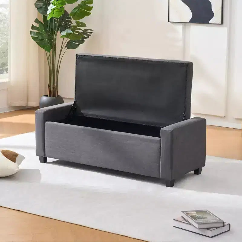 Okak Modern Button Tufting Ottoman Pull-out Storage Bench,Upholstered Indoor Footrest Shoe Bench for Bedroom,Hallway