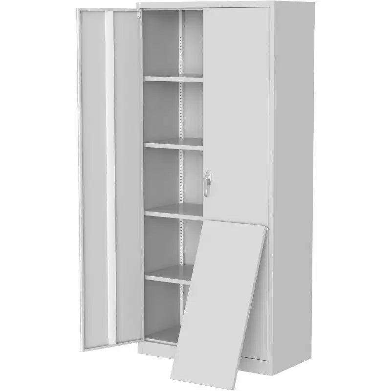 71 Tall Metal Storage Cabinet with Locking Doors, 4 Adjustable Shelves & Leveling Feet, Heavy Duty Cold Rolled Steel Organizer for Pantry, Garage