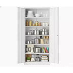 71 Tall Metal Storage Cabinet with Locking Doors, 4 Adjustable Shelves & Leveling Feet, Heavy Duty Cold Rolled Steel Organizer for Pantry, Garage