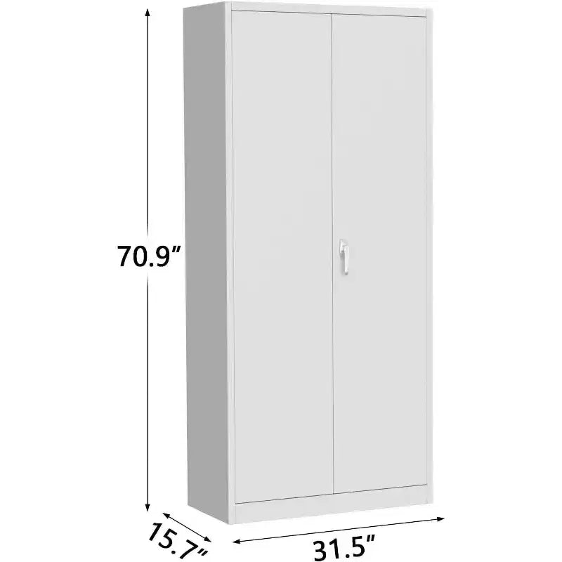 71 Tall Metal Storage Cabinet with Locking Doors, 4 Adjustable Shelves & Leveling Feet, Heavy Duty Cold Rolled Steel Organizer for Pantry, Garage