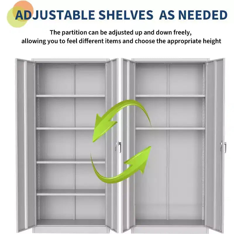 71 Tall Metal Storage Cabinet with Locking Doors, 4 Adjustable Shelves & Leveling Feet, Heavy Duty Cold Rolled Steel Organizer for Pantry, Garage