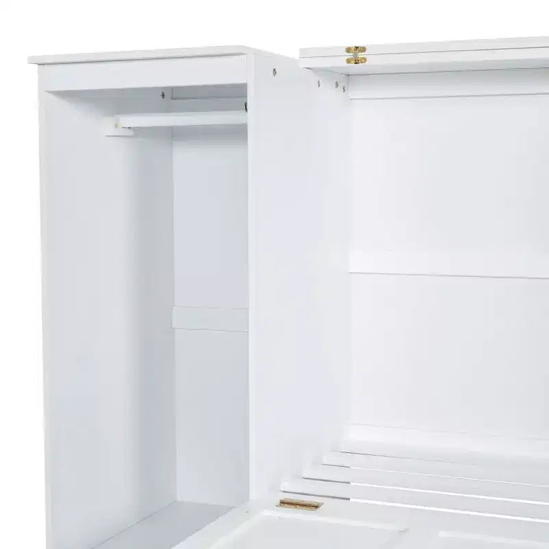 Clihome Twin Size Murphy Bed with Bedside Shelves and Wardrobe