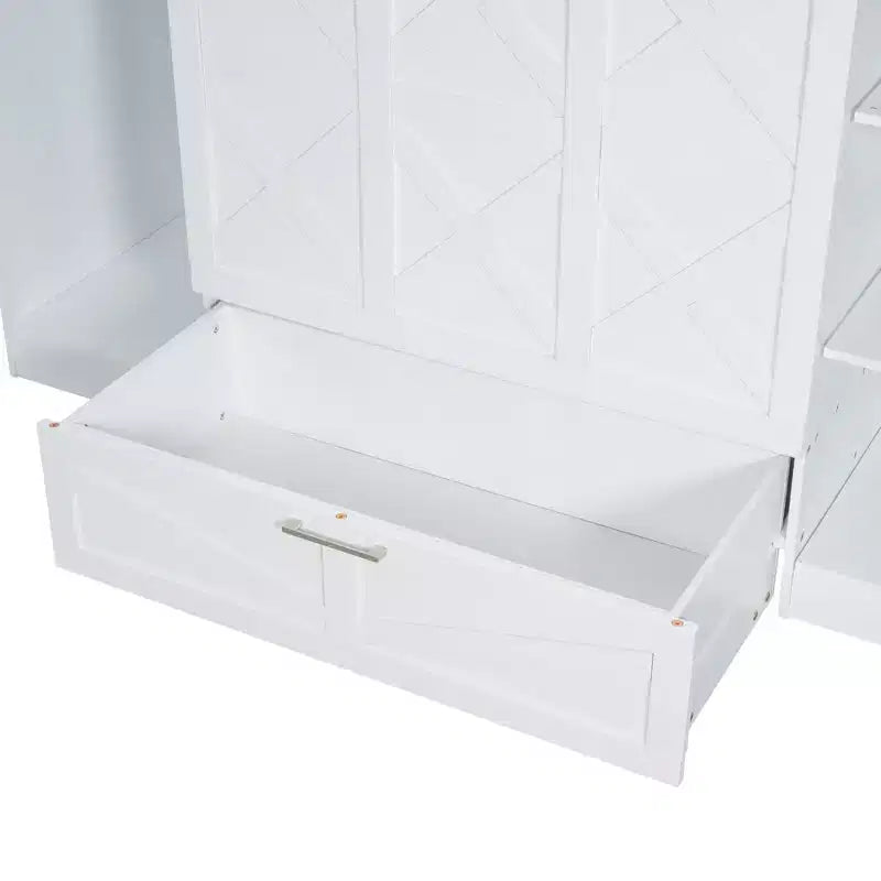 Clihome Twin Size Murphy Bed with Bedside Shelves and Wardrobe