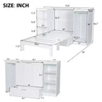 Clihome Twin Size Murphy Bed with Bedside Shelves and Wardrobe