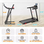 Electric Folding 3.75HP Treadmill for Home w/ Incline&APP,7.5MPH Speed,301lbs,HiFi Bluetooth Speakers,Foldable Treadmill Walking Running Machine