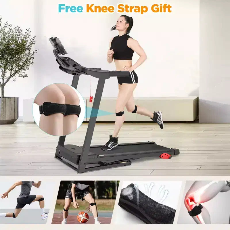 Electric Folding 3.75HP Treadmill for Home w/ Incline&APP,7.5MPH Speed,301lbs,HiFi Bluetooth Speakers,Foldable Treadmill Walking Running Machine