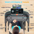 Electric Folding 3.75HP Treadmill for Home w/ Incline&APP,7.5MPH Speed,301lbs,HiFi Bluetooth Speakers,Foldable Treadmill Walking Running Machine
