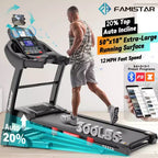 Famistar 4.5HP Folding Treadmill on Sale for Home with 20 Levels Auto Incline, 300LB Capacity, 12MPH Speed Controls, App Control, New Version, Black