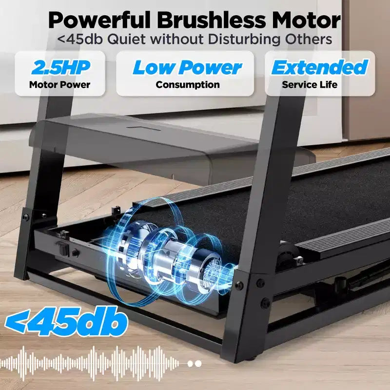 Folding Treadmill 2.75HP Quiet Motor 300 lbs Capacity 64 Preset Programs 3-Level Manual Incline Home Gym