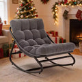 COZONY Oversized Papasan Rocking Chair, Thick Cushion 450 LBS Support Indoor Outdoor Rocking Egg Chair for Bedroom Living Room Patio Porch Garden