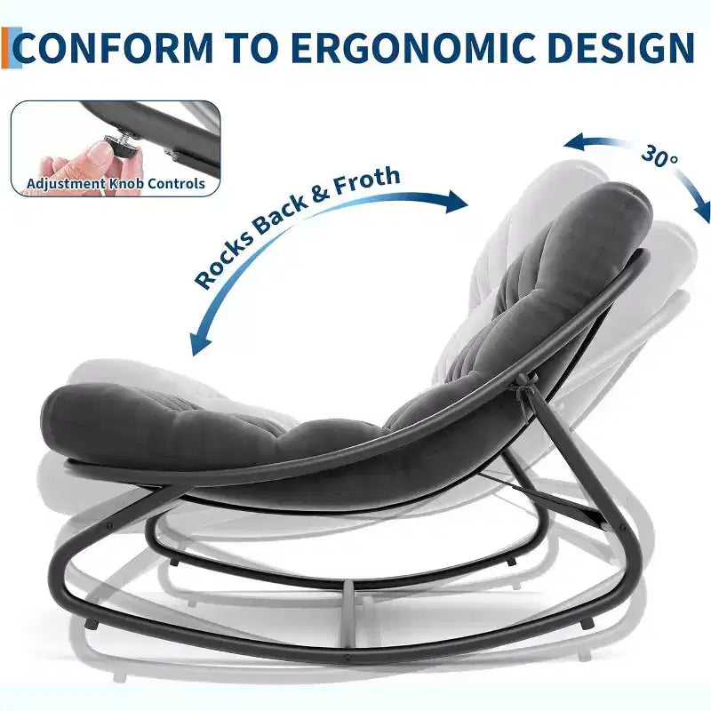 COZONY Oversized Papasan Rocking Chair, Thick Cushion 450 LBS Support Indoor Outdoor Rocking Egg Chair for Bedroom Living Room Patio Porch Garden