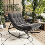 COZONY Oversized Papasan Rocking Chair, Thick Cushion 450 LBS Support Indoor Outdoor Rocking Egg Chair for Bedroom Living Room Patio Porch Garden