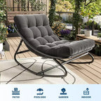 COZONY Oversized Papasan Rocking Chair, Thick Cushion 450 LBS Support Indoor Outdoor Rocking Egg Chair for Bedroom Living Room Patio Porch Garden