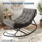Chaise berçante Papasan surdimensionnée COZONY, coussin épais supportant 450 lb, fauteuil à bascule œuf pour chambre, salon, patio, véranda, jardin